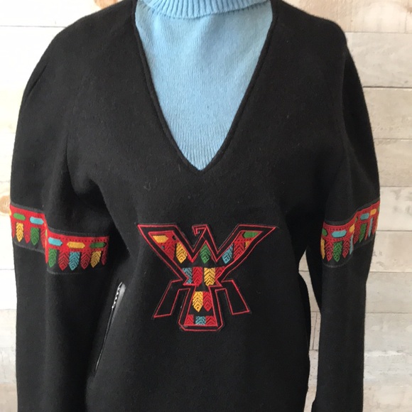 1970s Unique Thunderbird embroidered wool lined sweater jacket - Picture 5 of 13